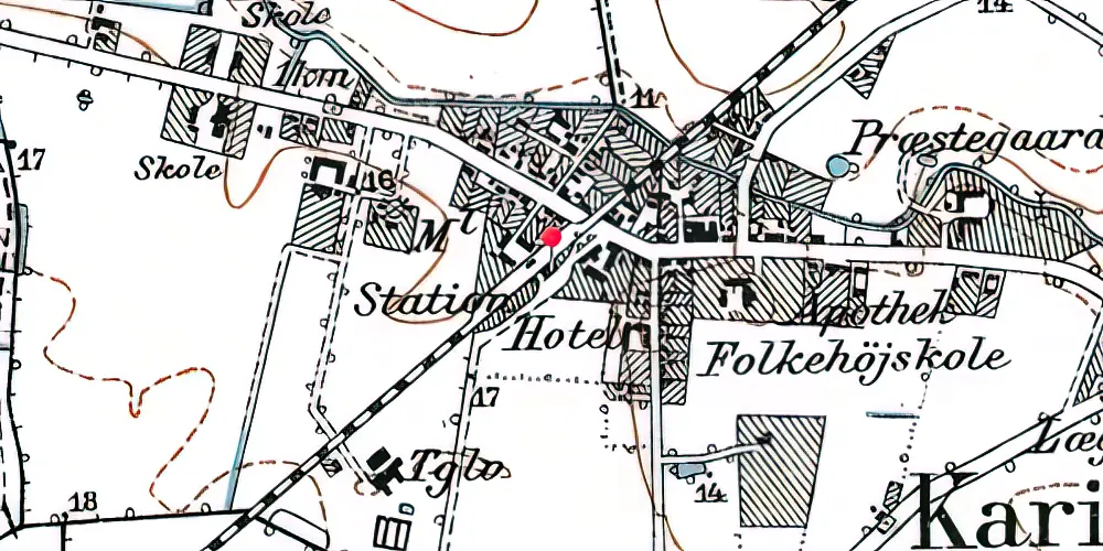 Historisk kort over Karise Station 