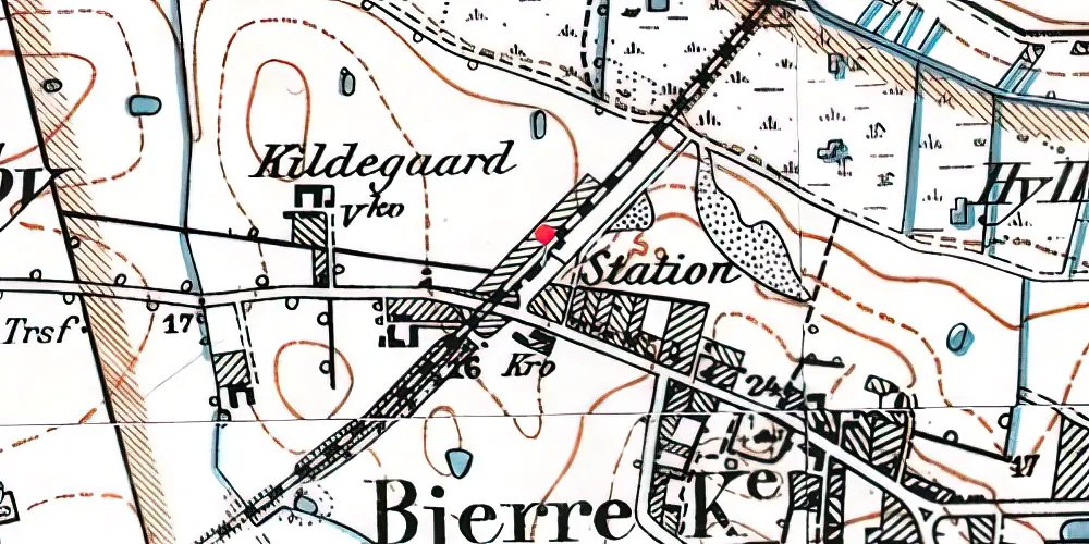 Historisk kort over Sønder Bjerge Station