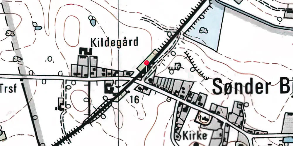 Historisk kort over Sønder Bjerge Station