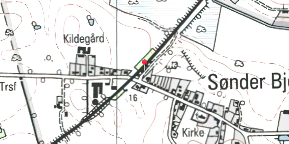 Historisk kort over Sønder Bjerge Station 
