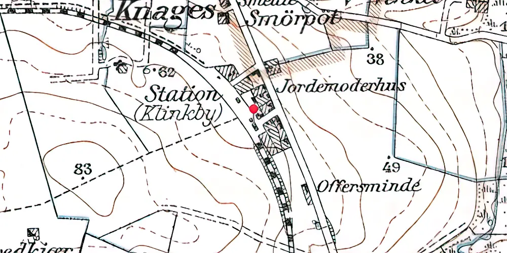 Historisk kort over Klinkby Station 
