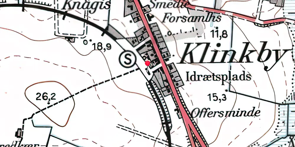 Historisk kort over Klinkby Station 