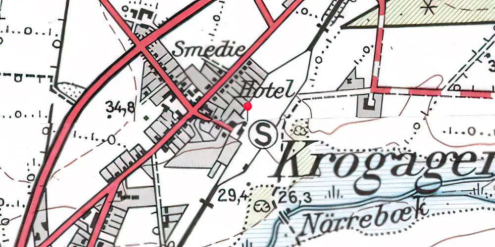 Historisk kort over Krogager Station