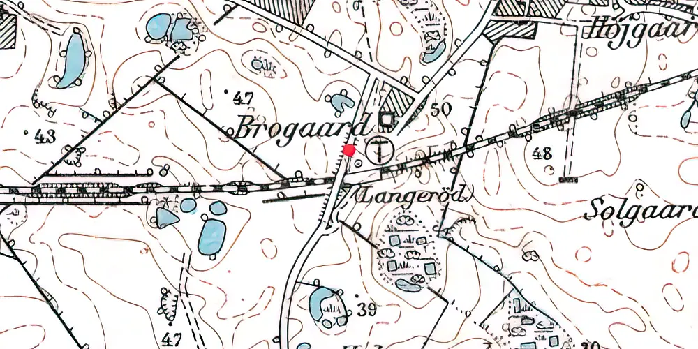 Historisk kort over Langerød Trinbræt 