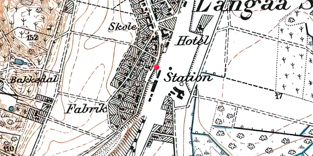 Historisk kort over Langå Station