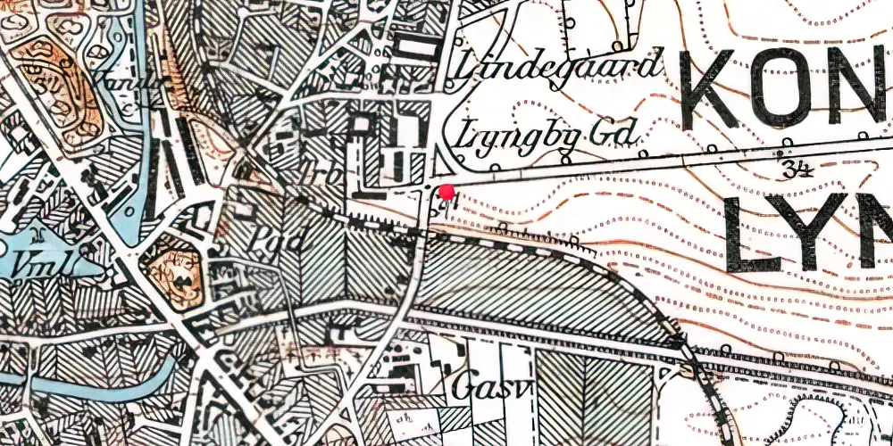 Historisk kort over Lyngby Lokal Station