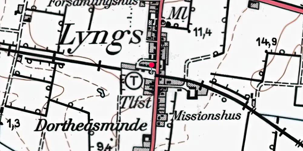 Historisk kort over Lyngs Trinbræt