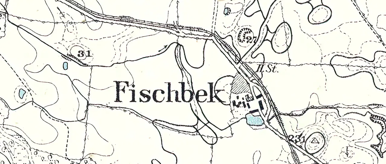 Fiskbæk Trinbræt Preussiske målebordsblade kort 1902.
