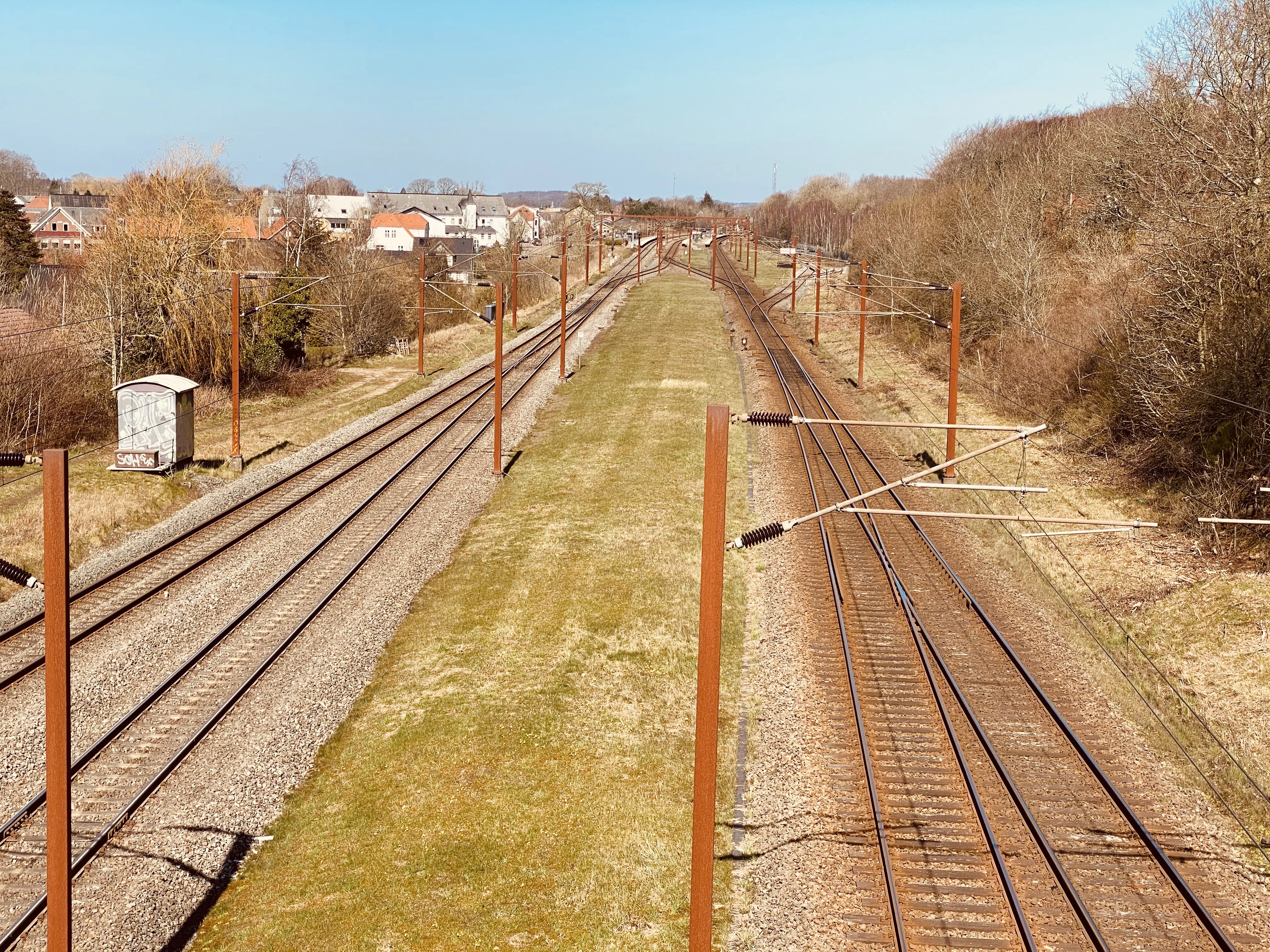 Billede af Lunderskov Stations baneterræn set mod nord.