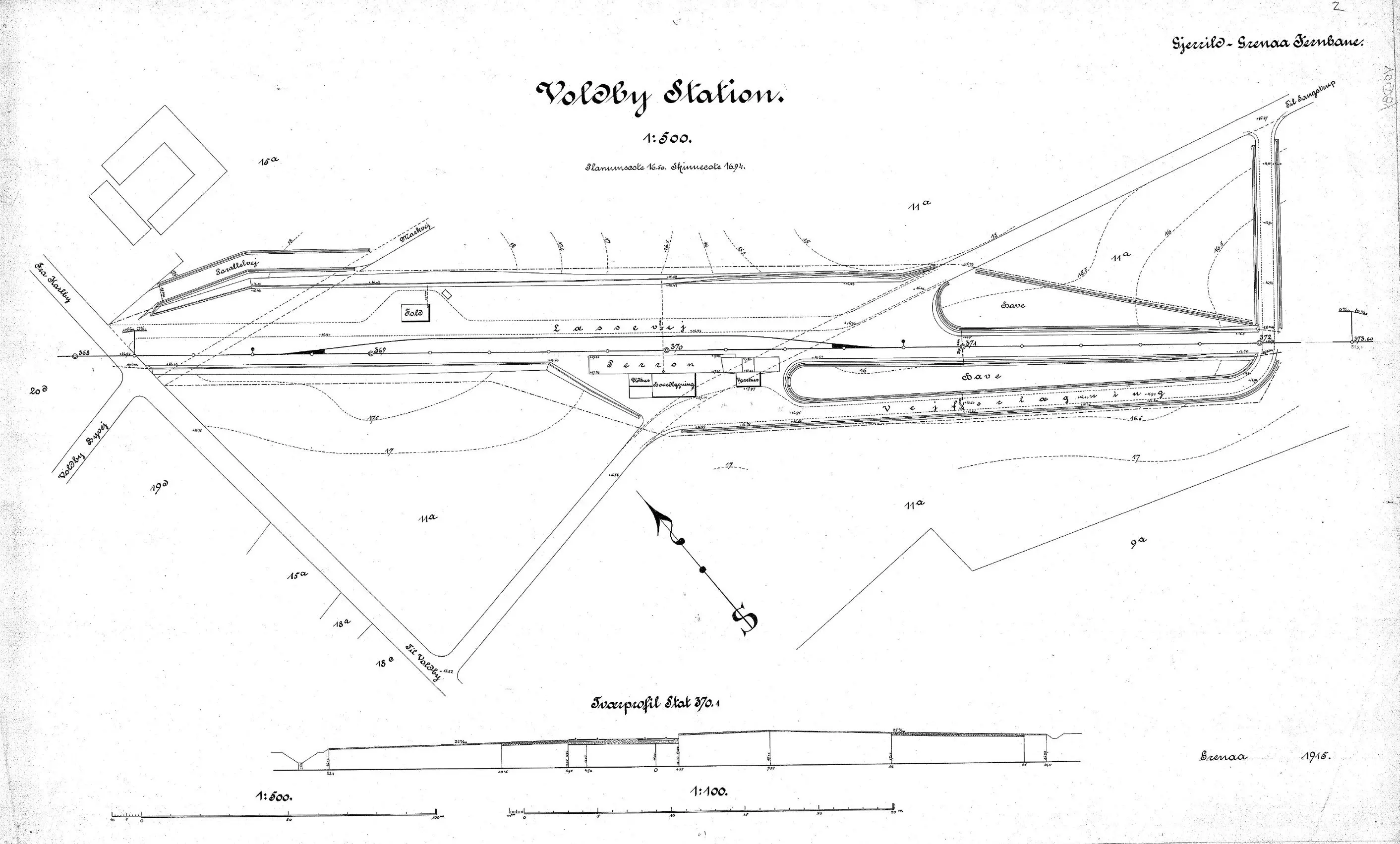 Sporplan af Voldby Station.