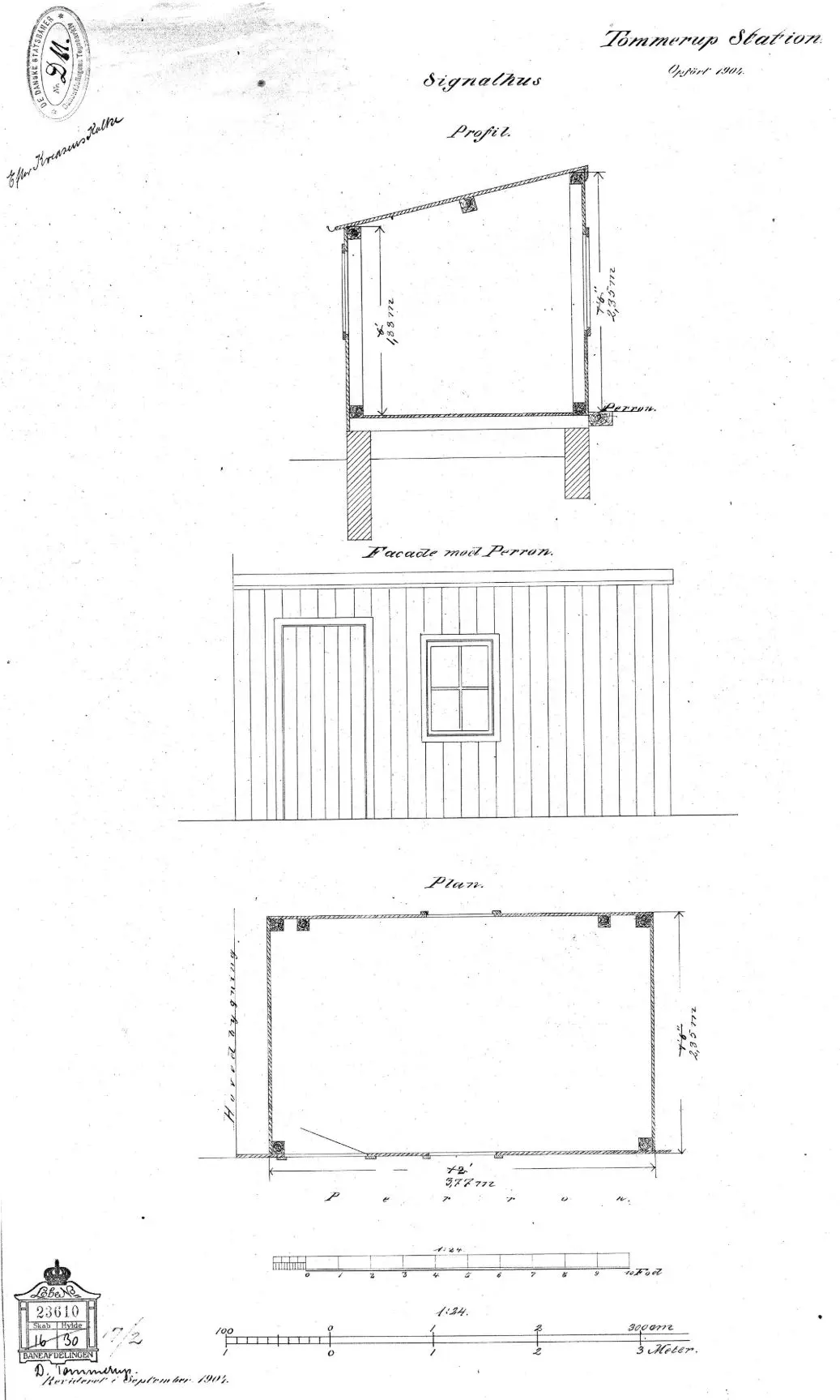 Tegning af Tommerup Stations kommandopost.