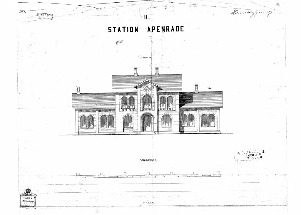 Tegning af Aabenraa Station.