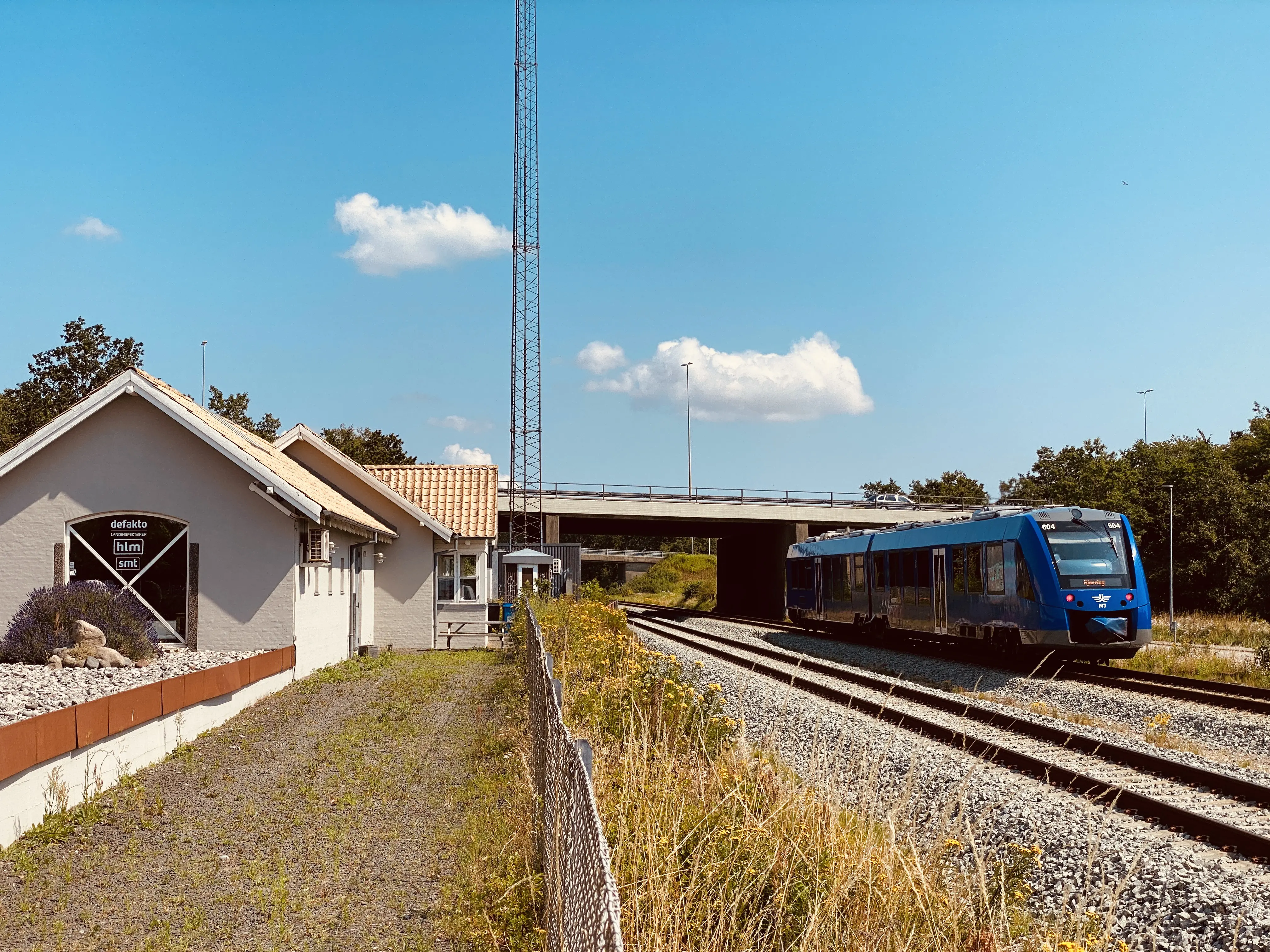 Billede af tog ud for Skalborg Station.