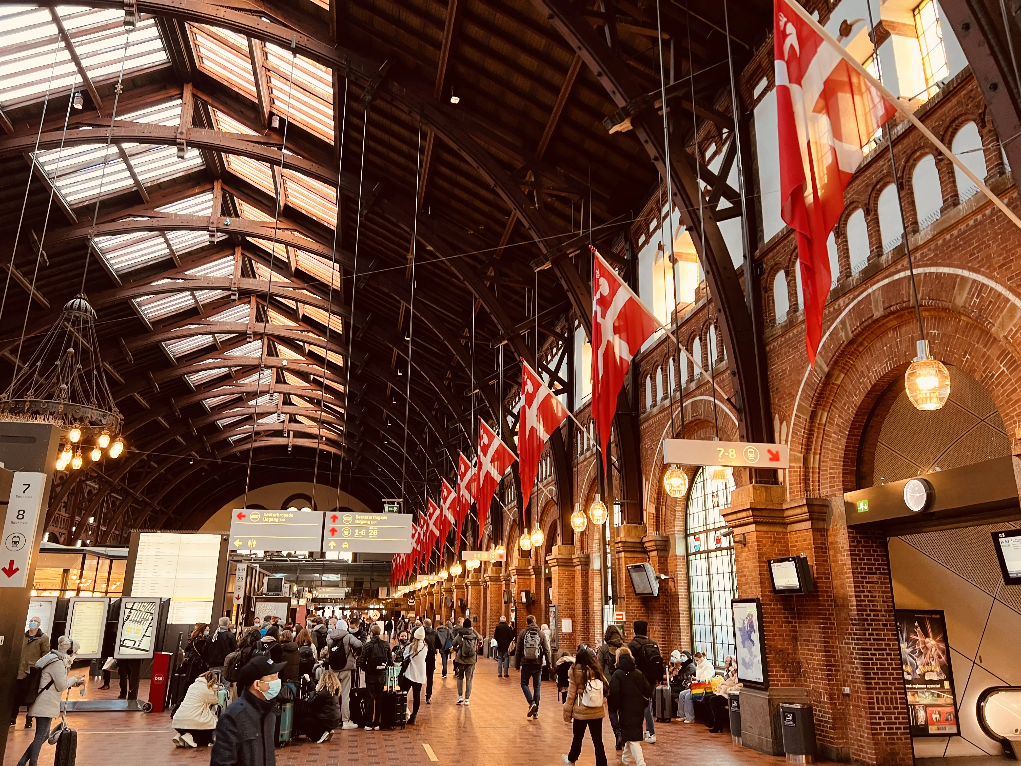 Billede af København Hovedbanegård med flag.