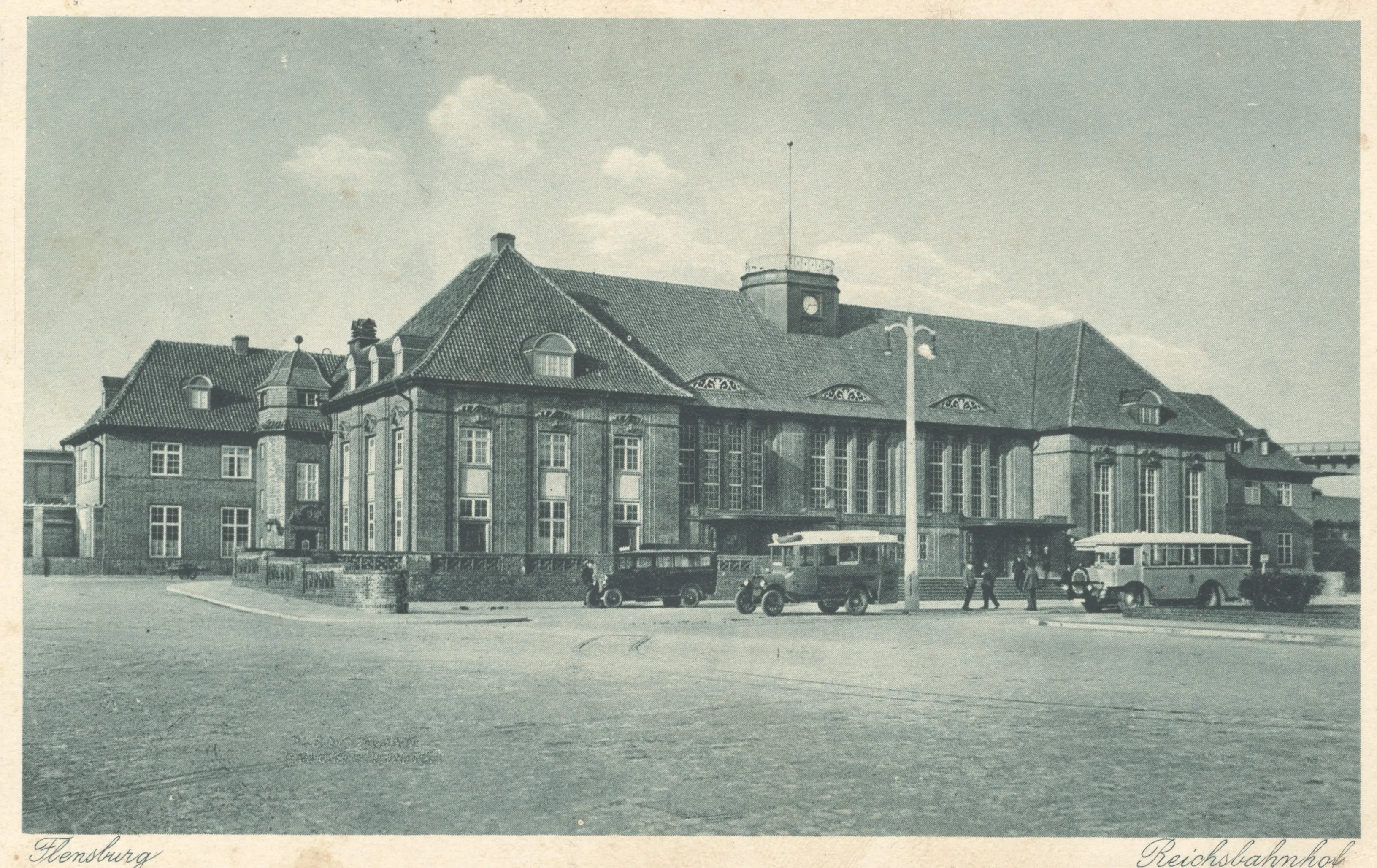 Postkort af Flensborg Station.