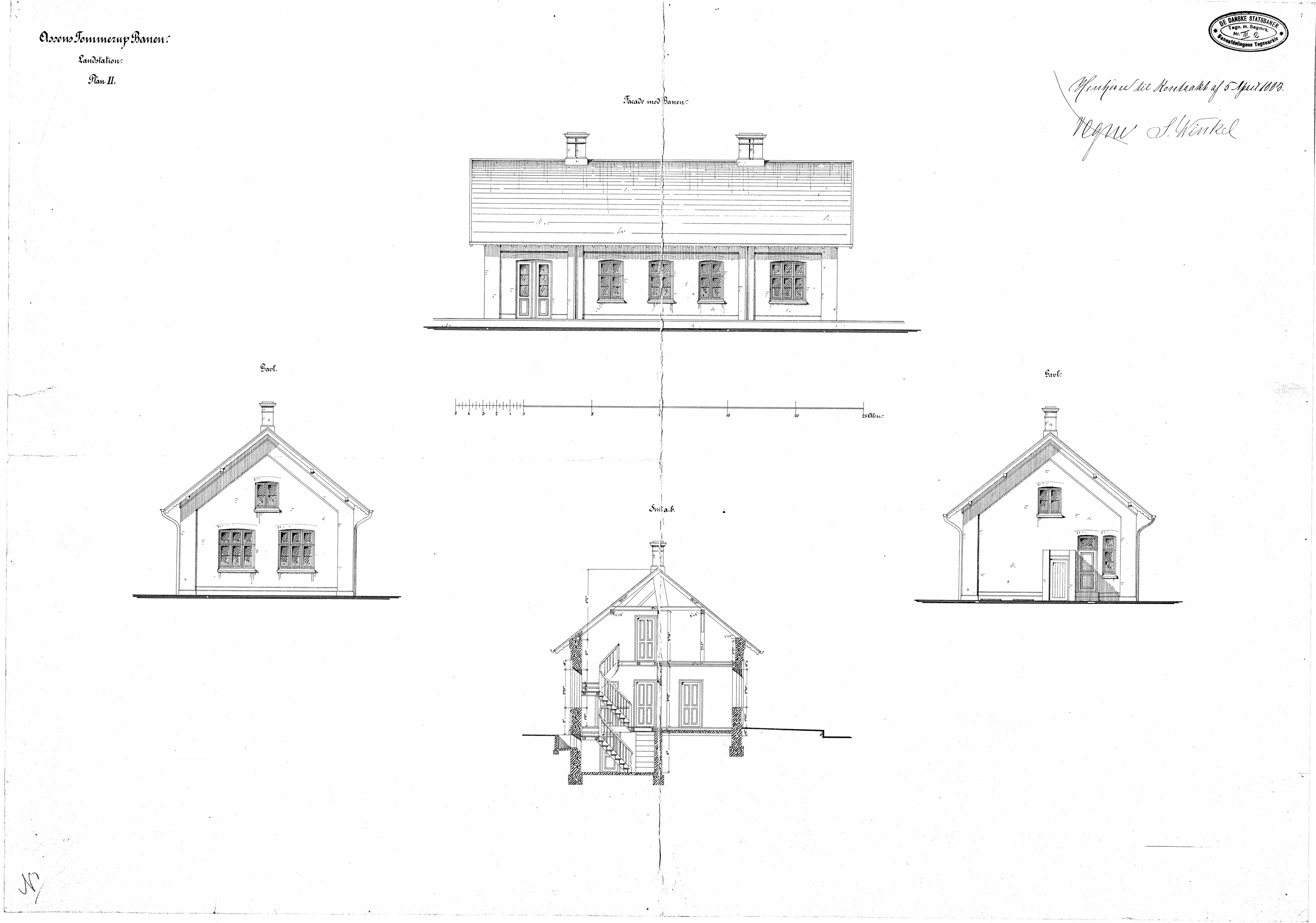 Tegning af Glamsbjerg Station.