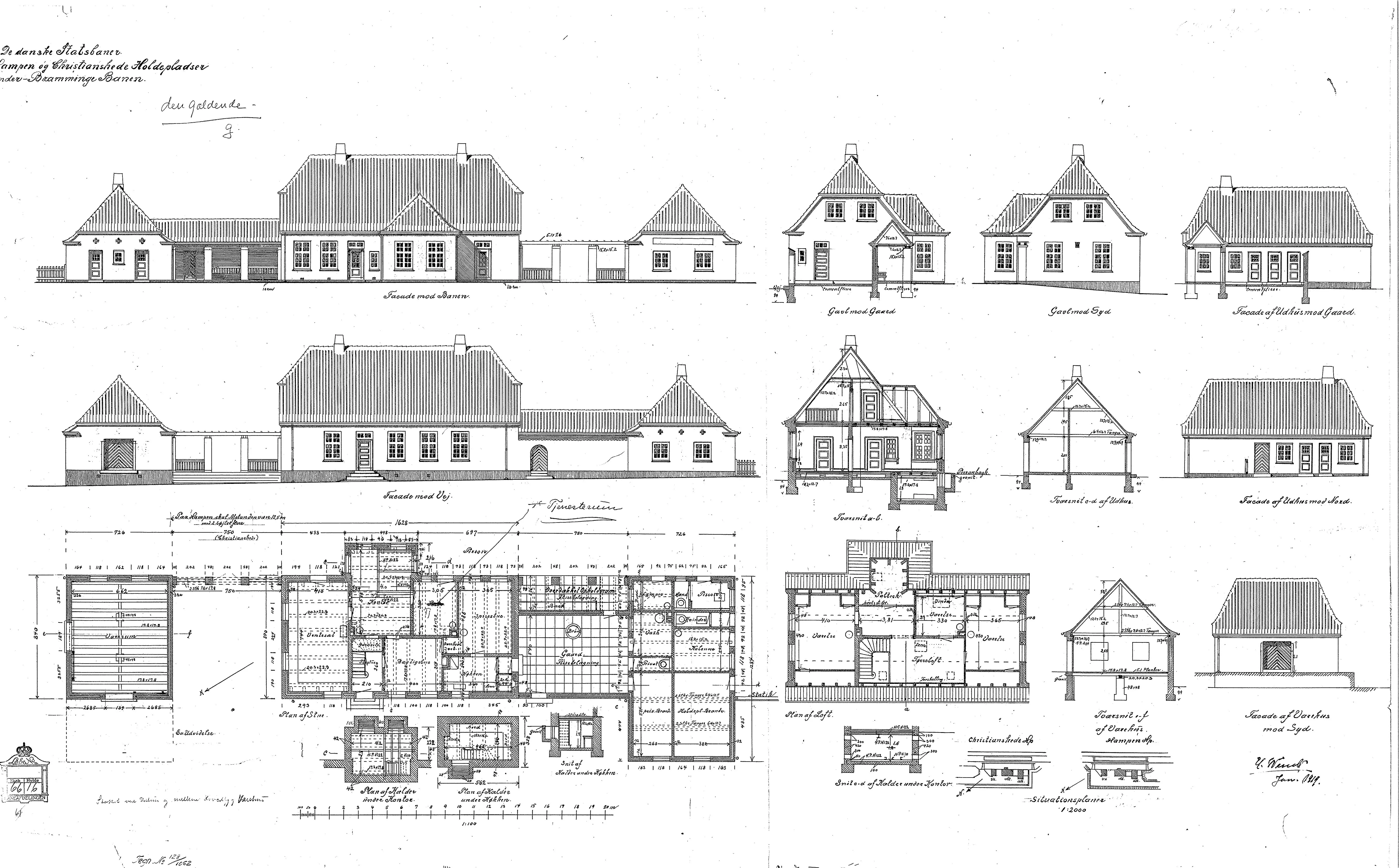 Tegning af Hampen Station.