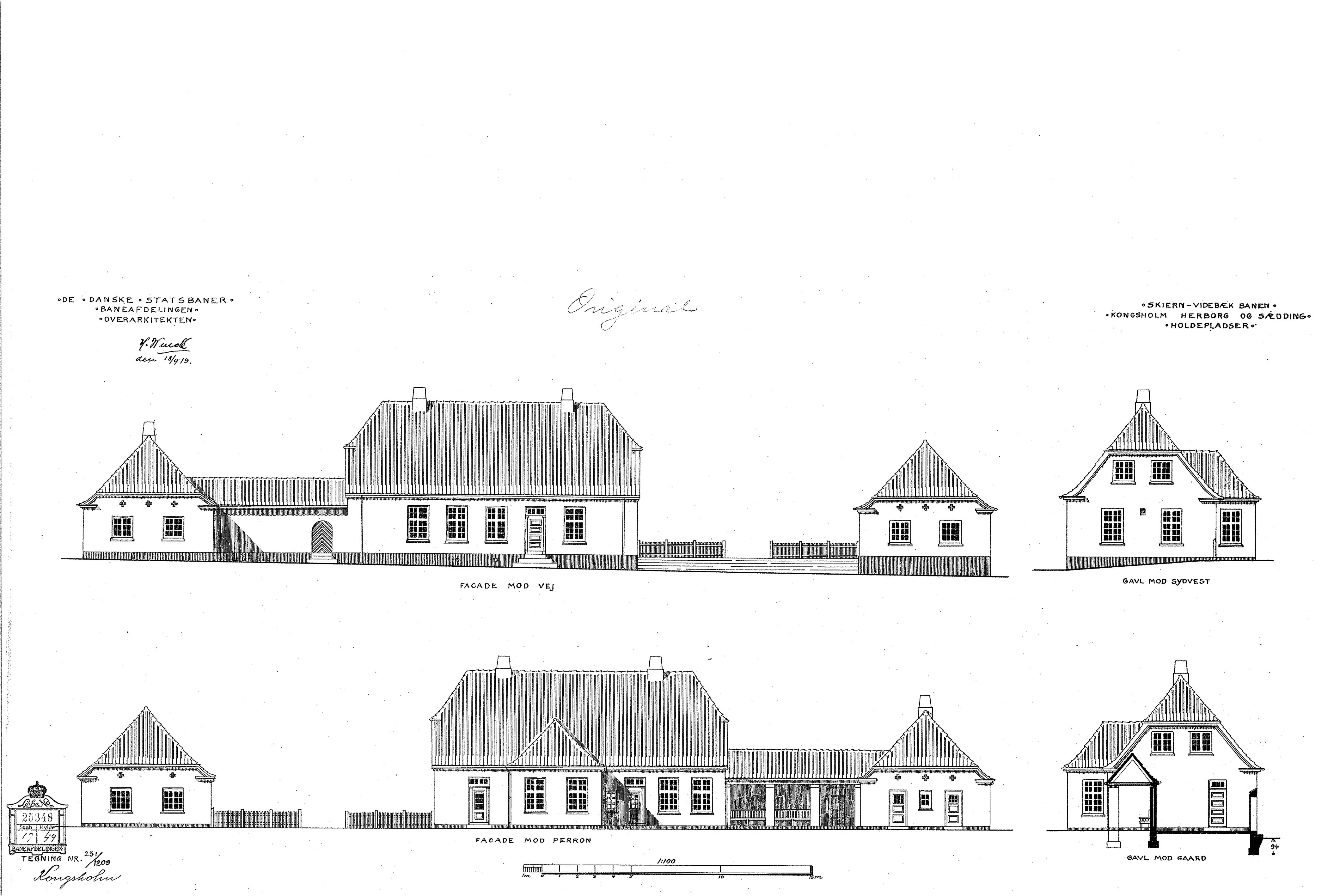 Tegning af Herborg Station.