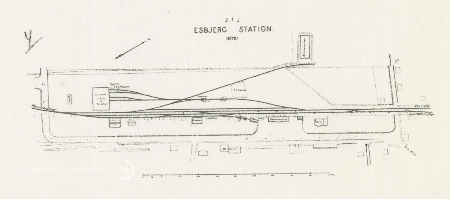 Sporplan af Esbjerg Station.