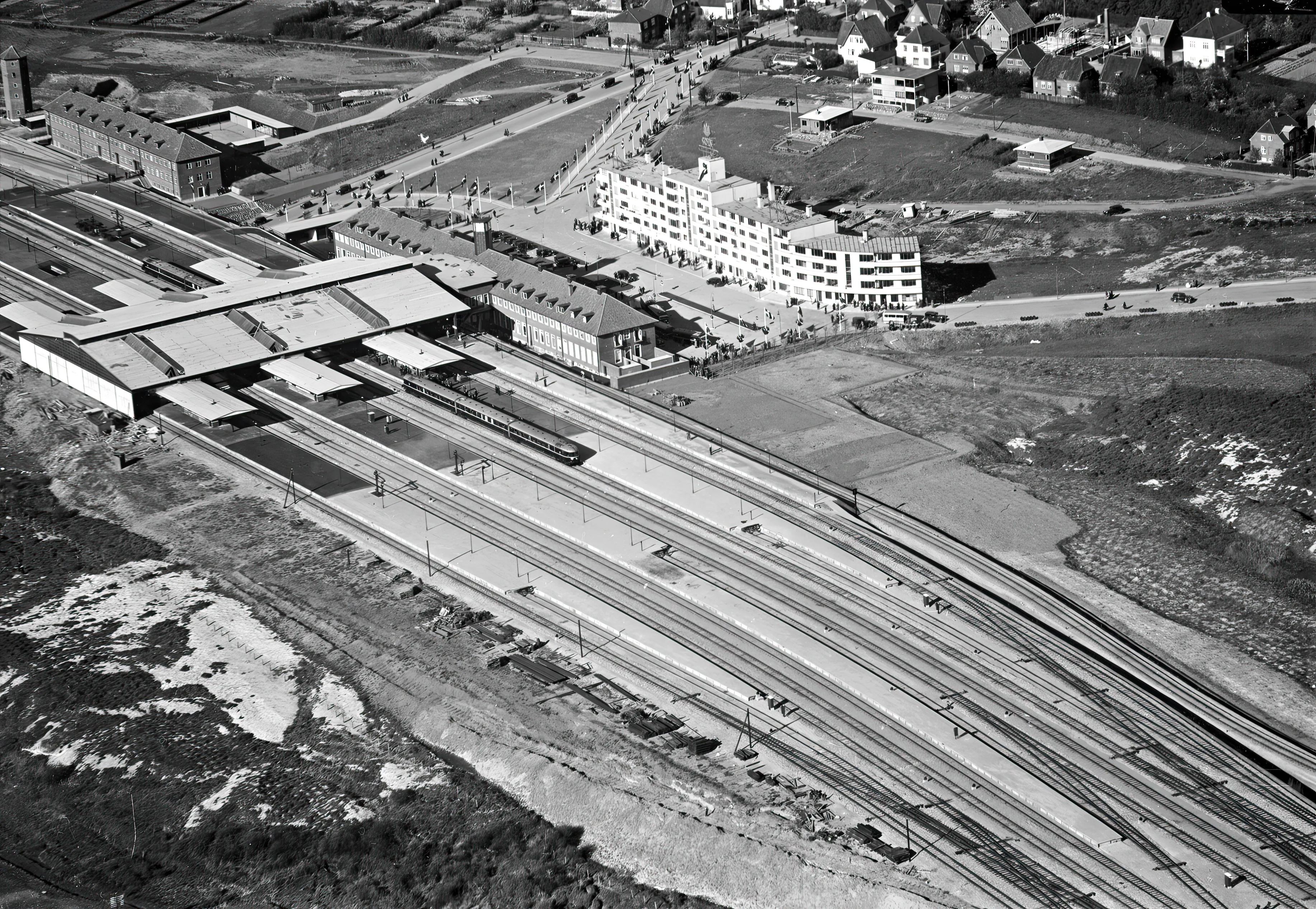 Billede af Fredericia Banegård ved åbningen den 14. maj 1935.