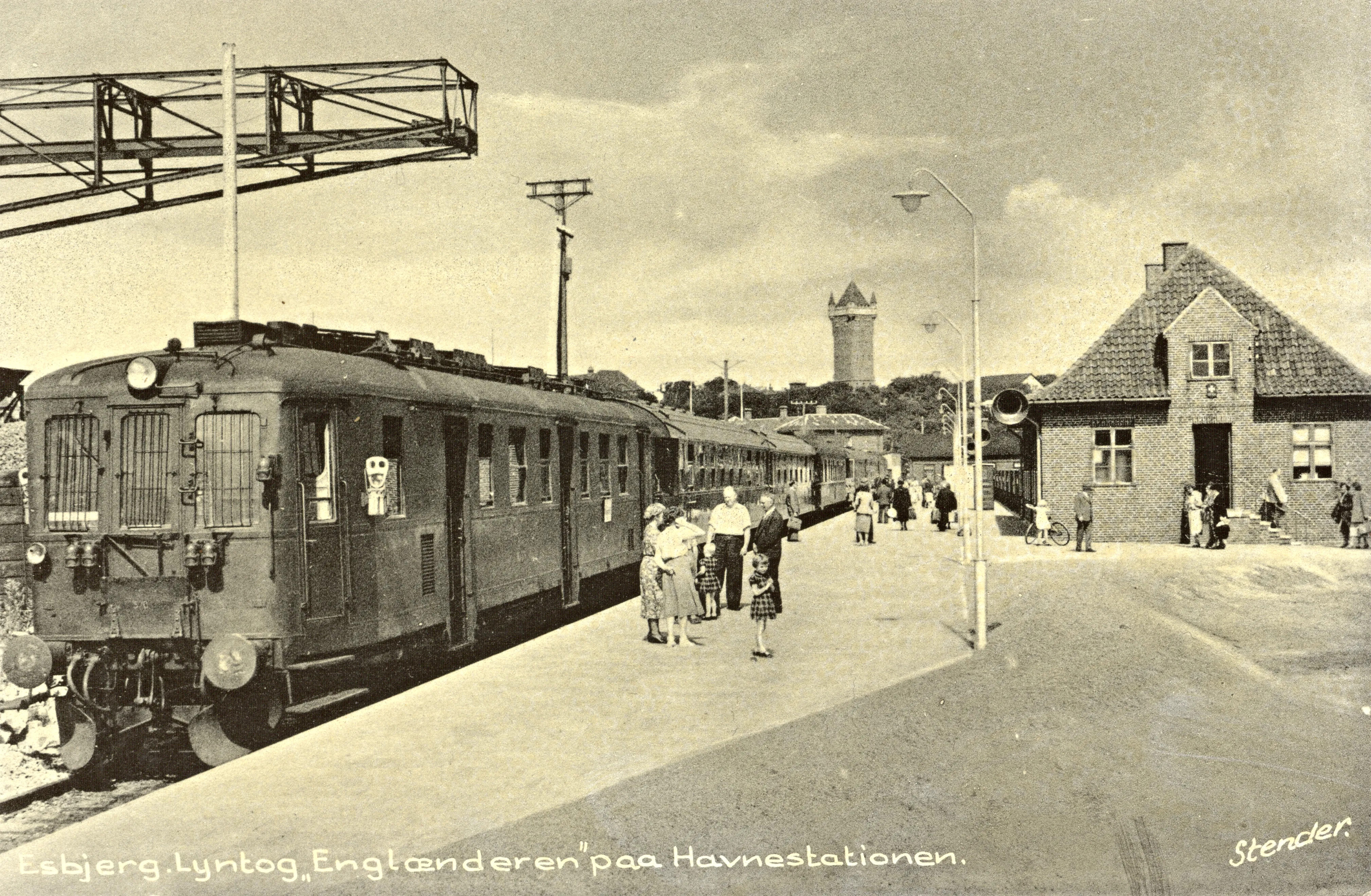 Postkort med Esbjerg Havn (Englandsstation) Station.