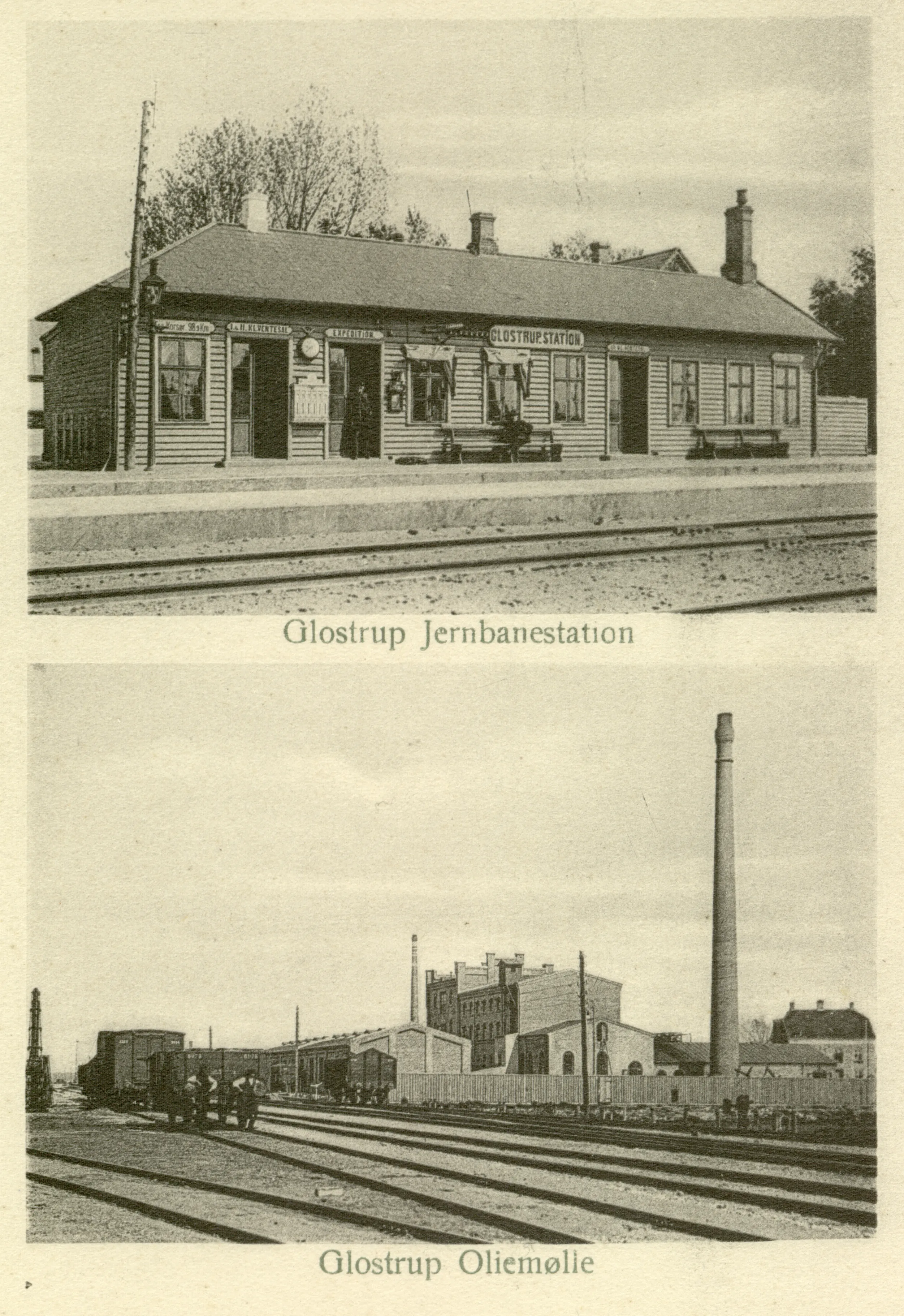 Postkort med Glostrup Station.