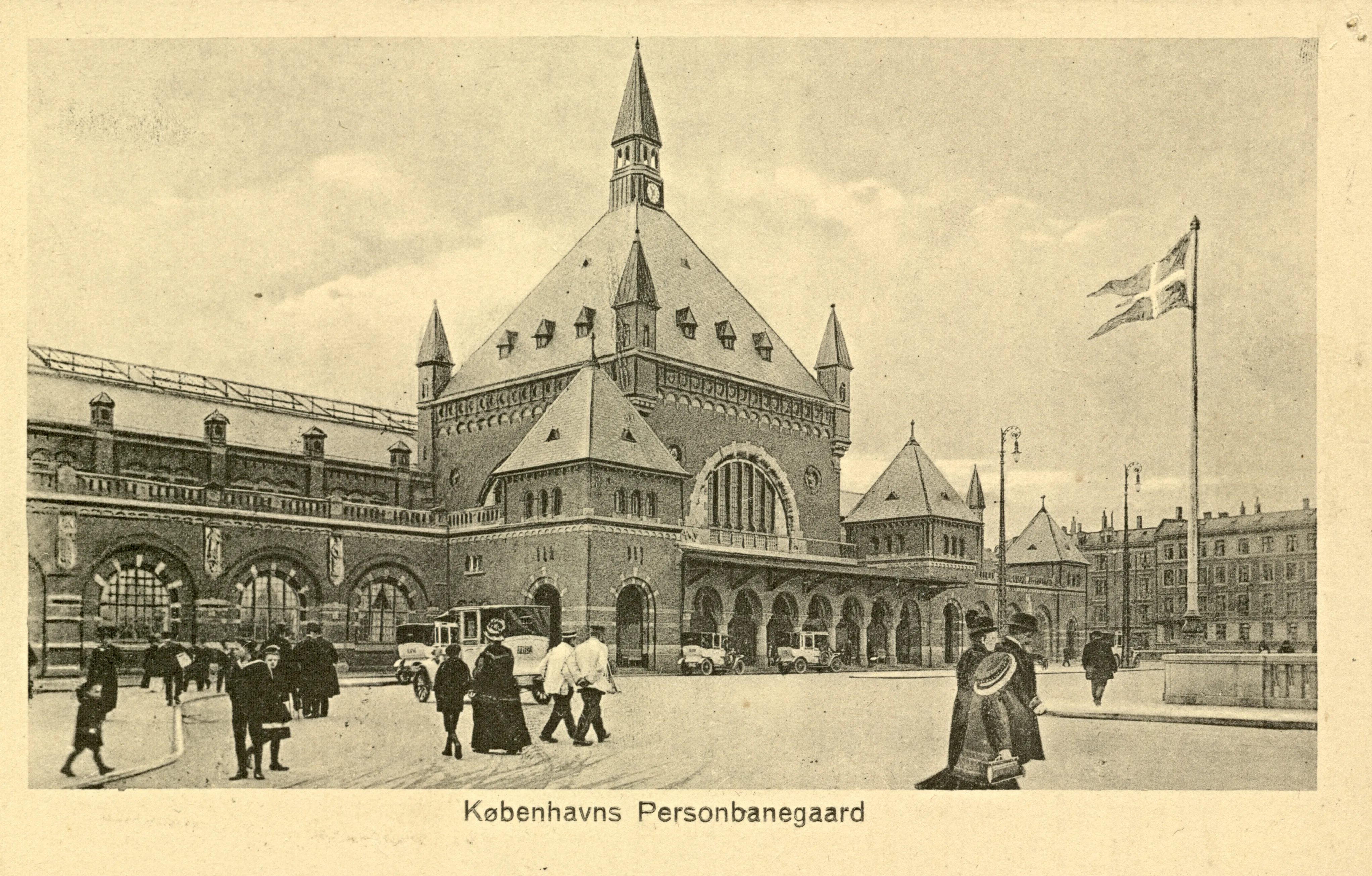 Postkort med København Hovedbanegård.