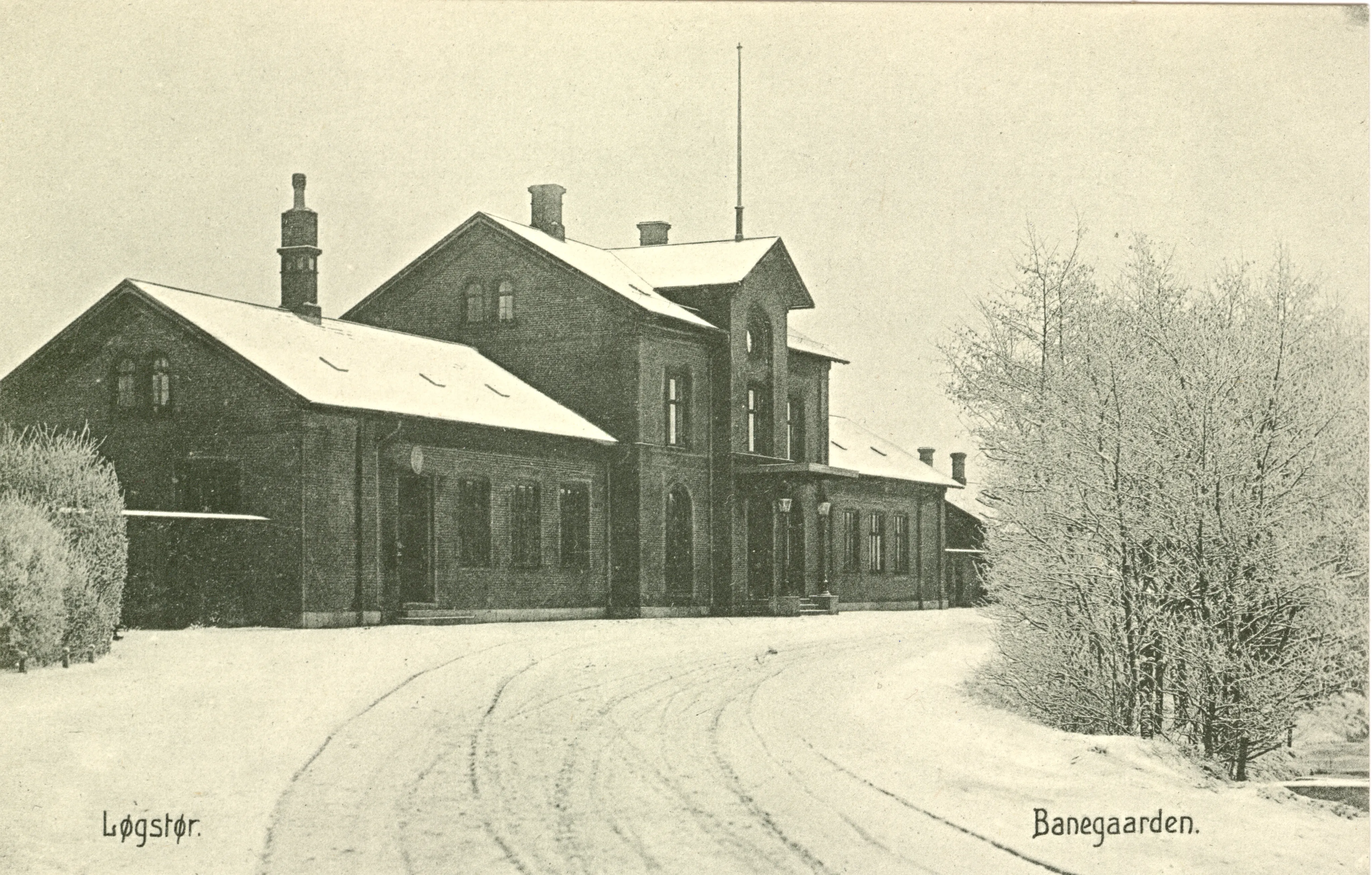 Postkort med Løgstør Station.