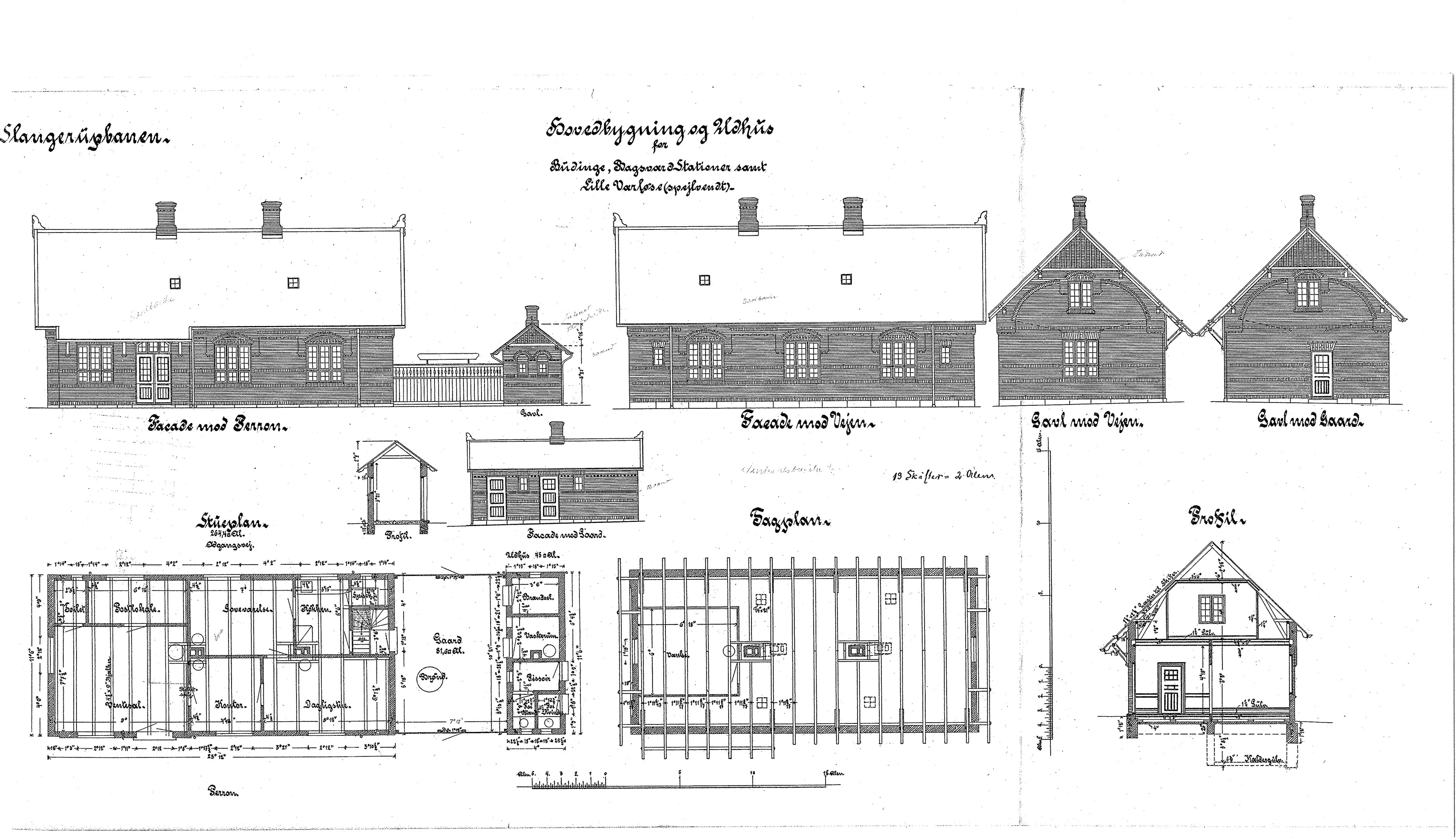 Tegning af Buddinge Station.