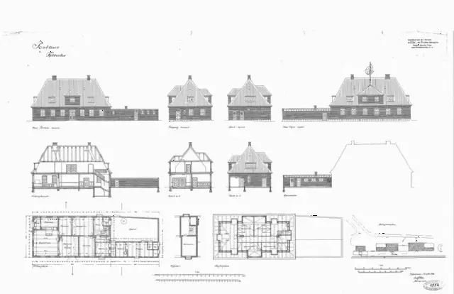 Tegning af  Føllenslev Station.