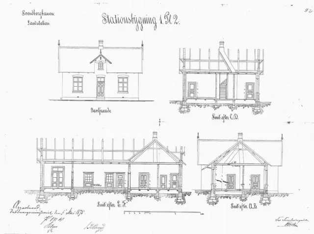 Tegning af  Pederstrup Station.