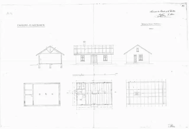 Tegning af Pejrup Stations Udhus Sign.: N.P.C. Holsøe.