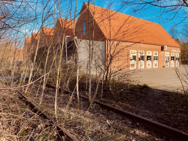 Billede af Tønder Øst Station, som er nedrevet og har ligget her hvor Fakta ligger i dag.
