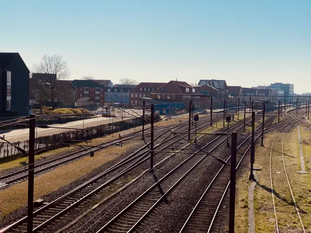 Billede af Slagelse Stations sporareal.