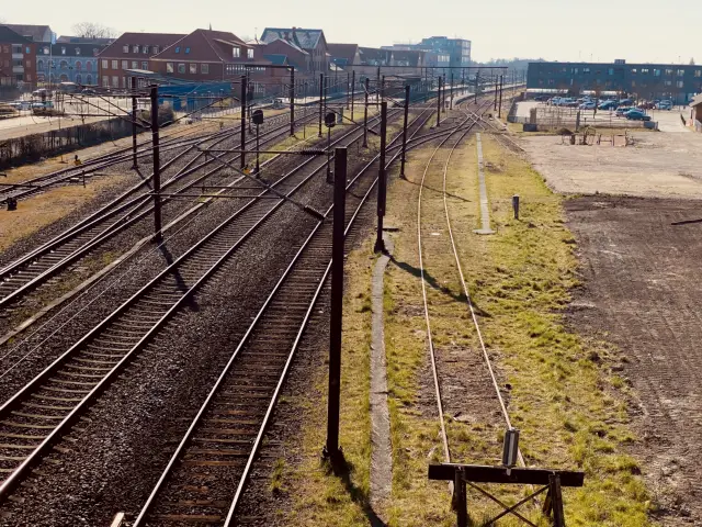 Billede af Slagelse Stations sporareal.