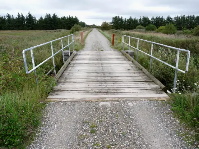 Billede af den gamle jernbanebro ved Vust Station.