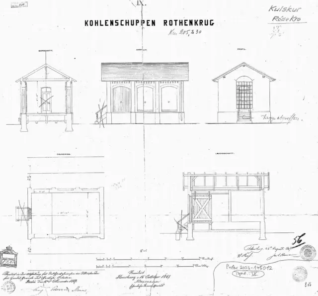 Tegning af Rødekro Stations kulskur.