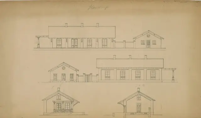 Tegning af Havdrup Station.