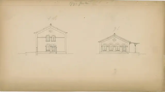 Tegning af Køge Station.
