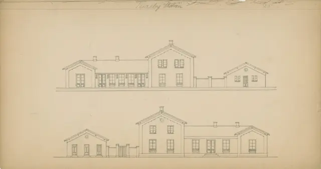 Tegning af Tureby Station.