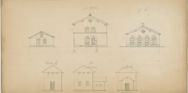 Tegning af Næstved Station.