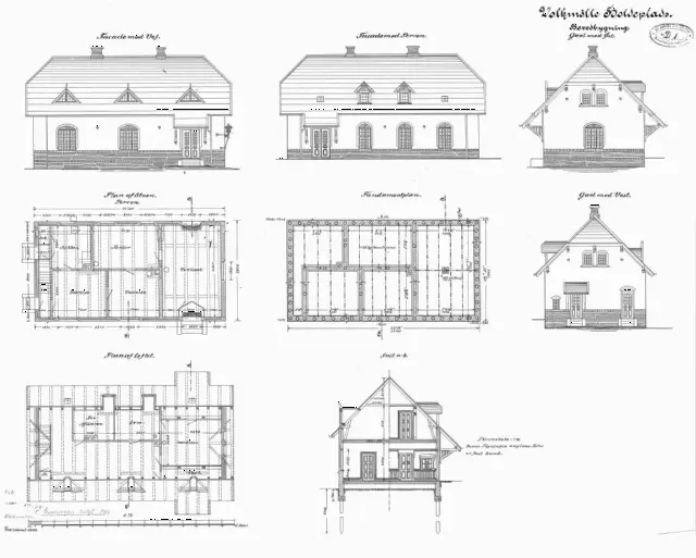 Tegning af Volkmølle Station.