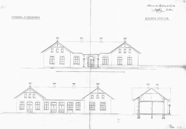 Tegning af Korinth Station.