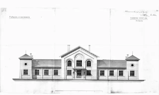 Tegning af Faaborg Station.