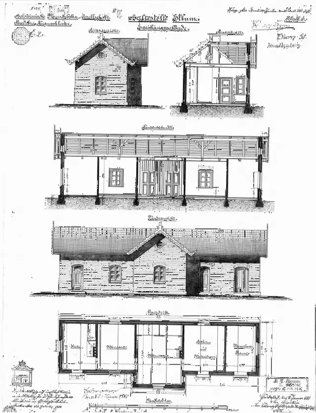 Tegning af Ellum Station.