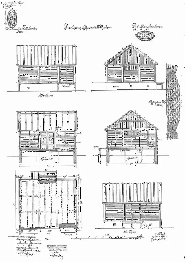 Tegning af Grejsdal Stations varehus.
