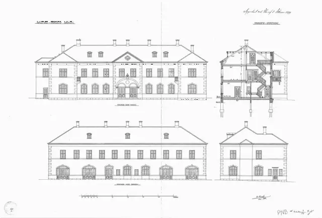 Tegning af Præstø Station.