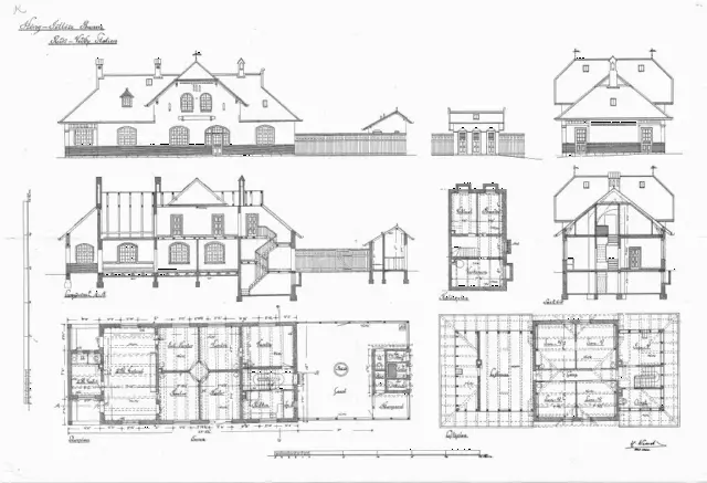 Tegning af Ruds Vedby Station.