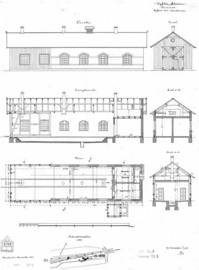 Tegning af Vedde Station.
