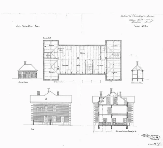 Tegning af Varde Vest Station.